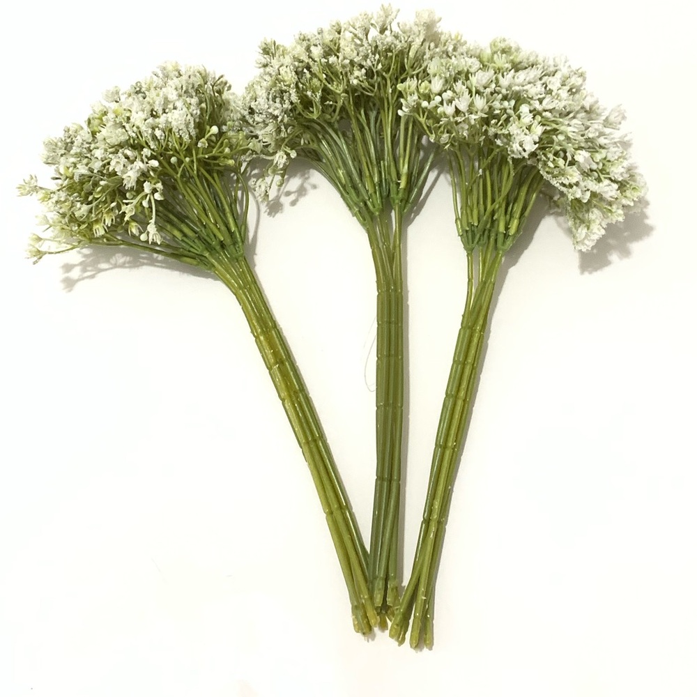 New 3 Piece White Artificial Flower Stems